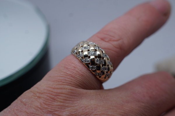 Ring Unisex 585er 14 Karat Gelb-/Weissgold mit Diamanten