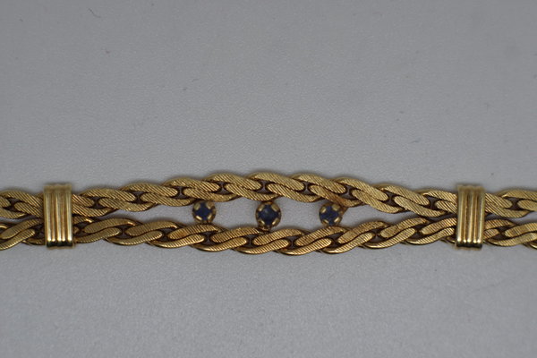 Armband 585er 14 Karat Gelbgold mit kleinen Saphiren