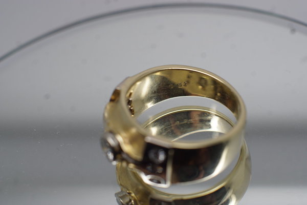 Ausgefallener Ring 585er 14 Karat Gelbgold mit Brillanten