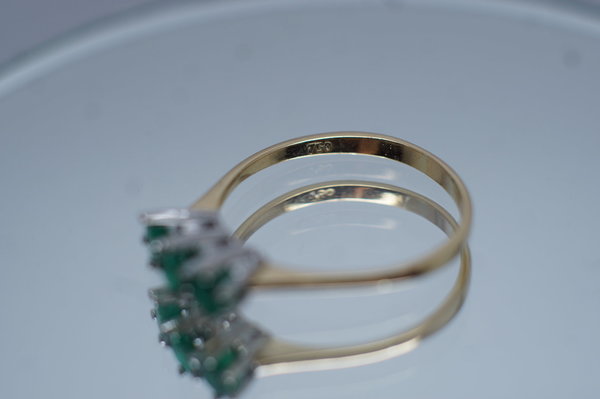 Smaragd Ring 750er 18 Karat Gelb-/Weissgold,Größe 60