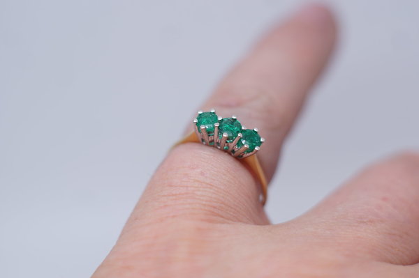 Smaragd Ring 750er 18 Karat Gelb-/Weissgold,Größe 60