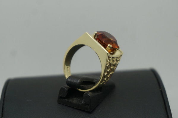 Edelstein Ring 585er 14 Karat Gelbgold mit Madeira-Citrin,Größe 57