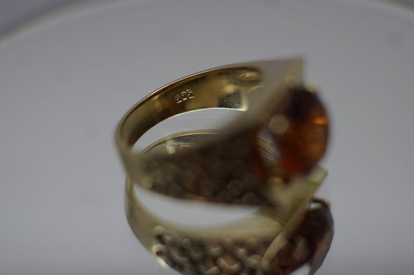 Edelstein Ring 585er 14 Karat Gelbgold mit Madeira-Citrin,Größe 57