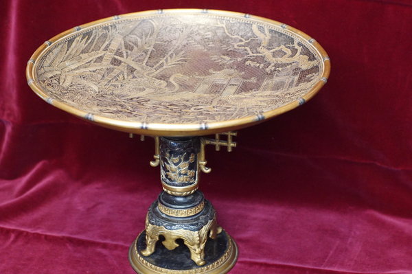 Tischaufsatzschale China aus Messing, Bronze, Weissmetall