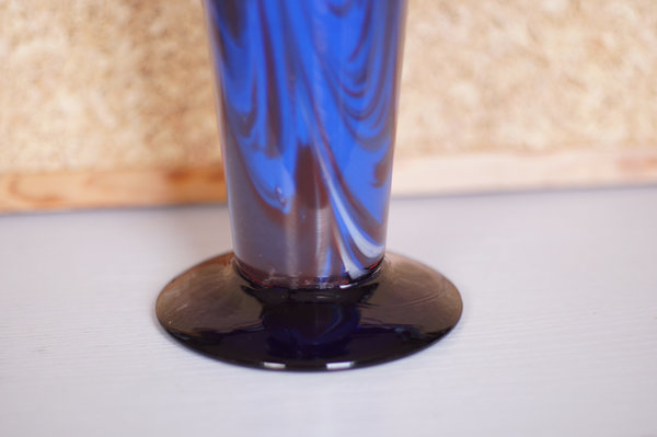 Mundgeblasene Blauglas Trichtervase,26 cm