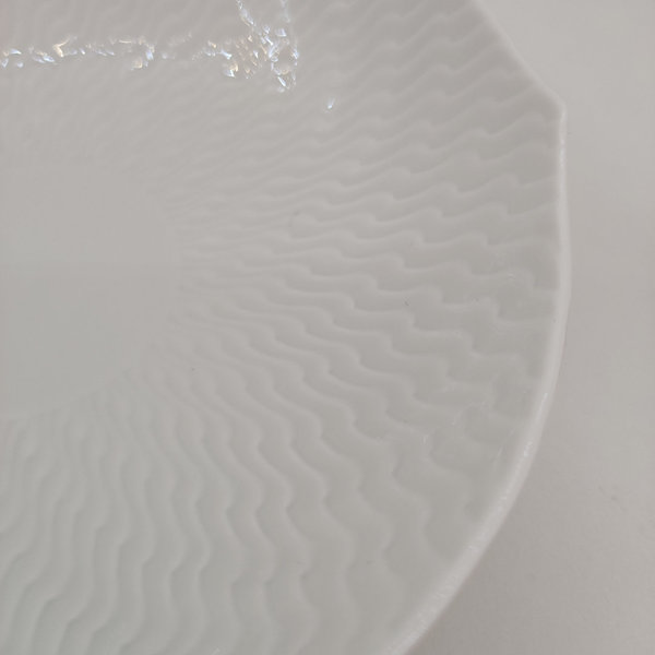 Meissen Untertassen Wellenspiel - Relief  Weiß gehörend zu hoher Kaffeetasse 2 Stück, Ø 14,5 cm
